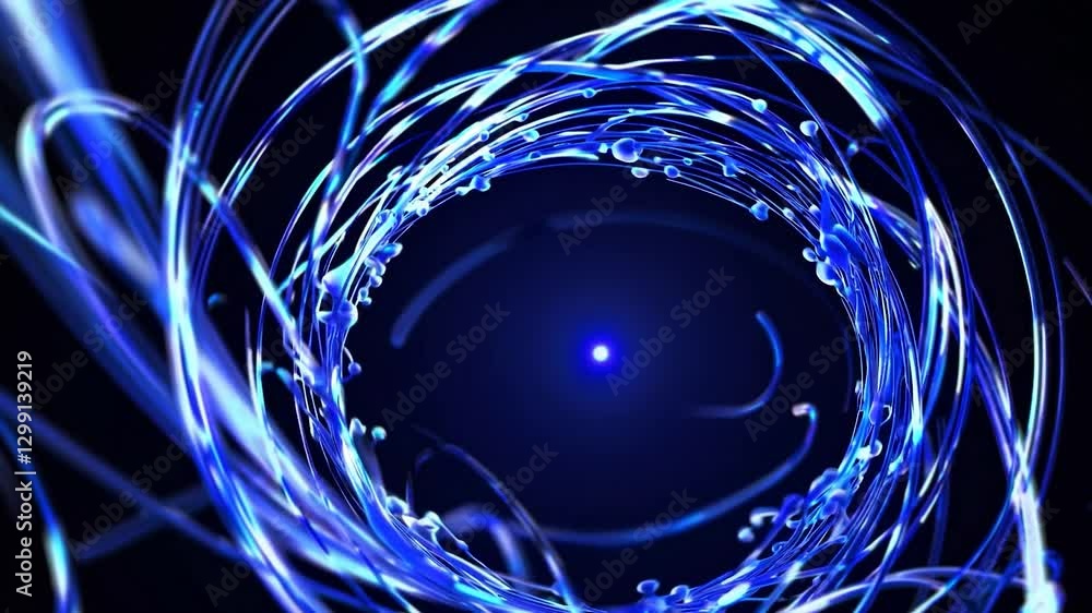 Aufkleber abstract blue vortex swirling and creating circular shapes with light trails on a dark blue backgrou