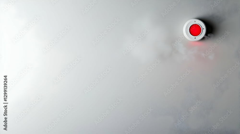 Poster red circular object on textured white wall with smoky effect and soft lighting