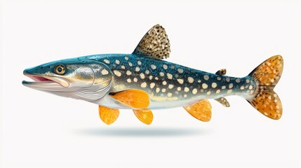 Naklejka premium Arctic Grayling Fish, Isolated on White Background