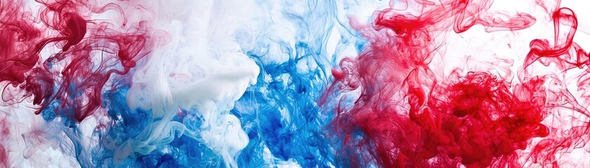 Red and blue ink swirling in water, abstract background, design element