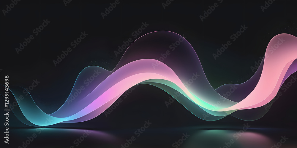 Poster abstract sound waves: an artistic representation of vibrant sound waves undulating against a dark ba