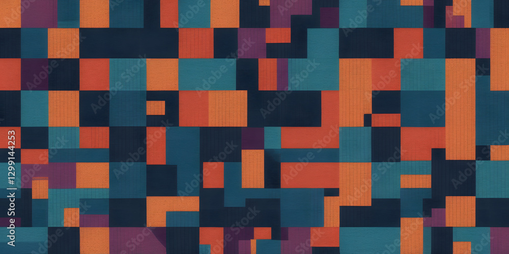 Poster colorful block pattern: an abstract geometric pattern of colorful blocks.