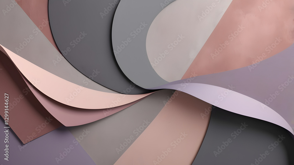 Poster paper waves in harmony: a visually captivating arrangement of elegantly curved paper sheets in a spe