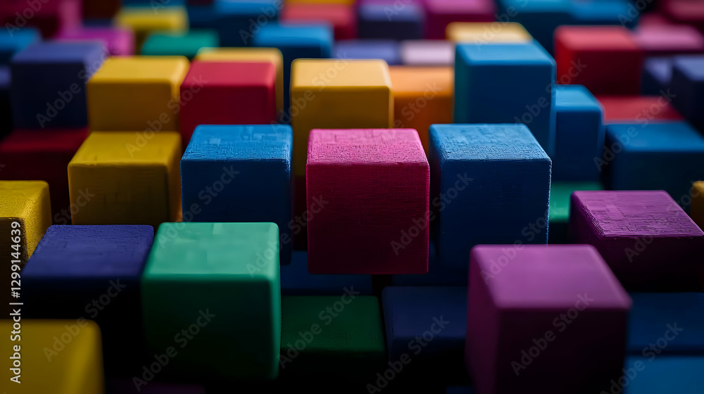 Aufkleber colorful stacked cubes displaying abstract geometric pattern in vivid colors