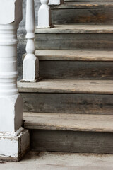 Wooden Stairs With White Balusters