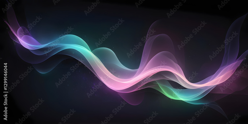 Poster abstract wave of color: a flowing wave of vibrant colors dances across a dark canvas, creating a cap