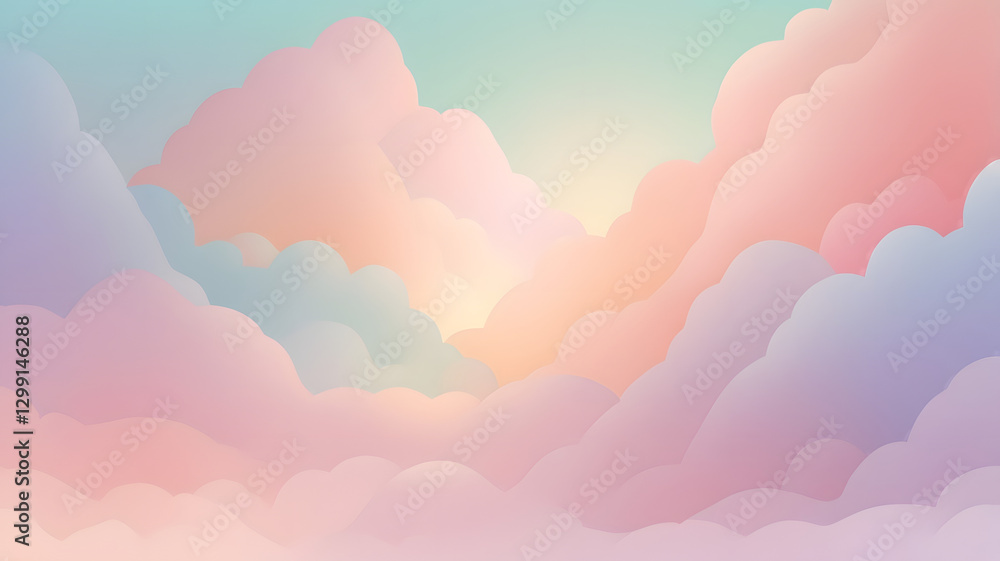 Poster serene sky: the sky transforms into a breathtaking canvas of pastel clouds, creating a dreamy atmosp