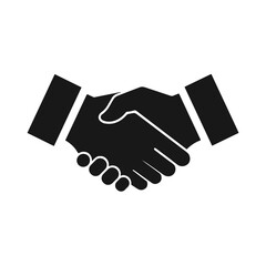 Handshake agreement icon in black and white.