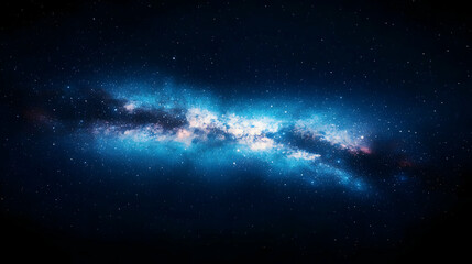 Fototapeta premium Abstract Illustration of a Blue and White Galaxy Nebula with Numerous Bright Stars in a Dark Night Sky