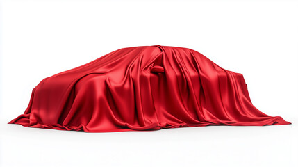 car under a red cloth on a white background