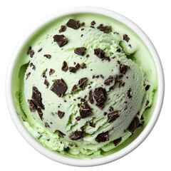 Indulging in mint chocolate chip ice cream sweet treat paradise food photography cool dessert top view refreshing delicacy