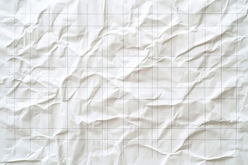 White crumpled paper texture background with grid lines for design, vector illustration. White crinkled notebook sheet pattern for artwork and graphic art background. High resolution, highly detailed,