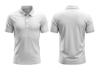 White poto T-shirt front and back view, isolated on transparent background