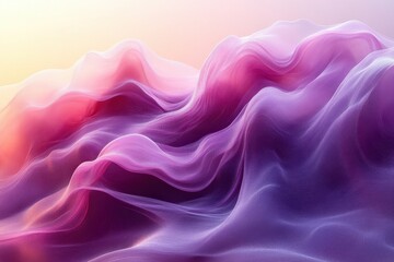 Obraz premium Flowing waves of soft purple and pink fabric create a serene, dreamlike landscape at dawn