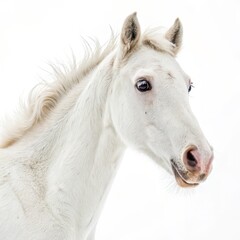 Obraz premium White Horse Portrait Close-Up Composition, Soft Lighting, Gentle Expression, Equine Photography Horse, White Horse