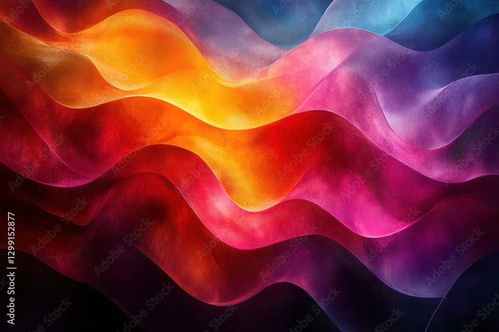 Poster vibrant waves of color blend seamlessly to create a dynamic abstract background of flowing textures