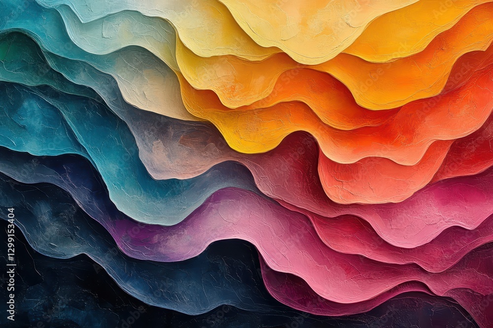 Poster colorful abstract waves create a vibrant visual experience with fluid layers in a textured design