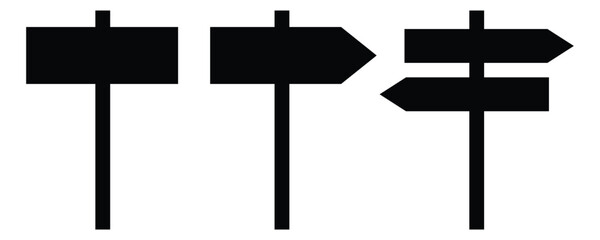 road direction sign silhouette vector. blank silhouette road signpost on white background 