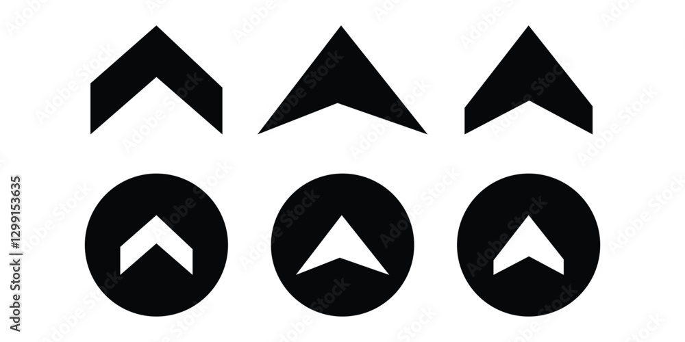 Poster navigation arrow icon. sweep up arrow icon vector on white background