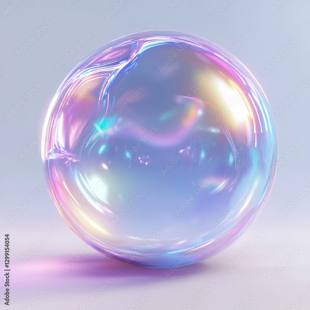Poster iridescent sphere: a captivating display of vibrant colors and intricate reflections in a transparen