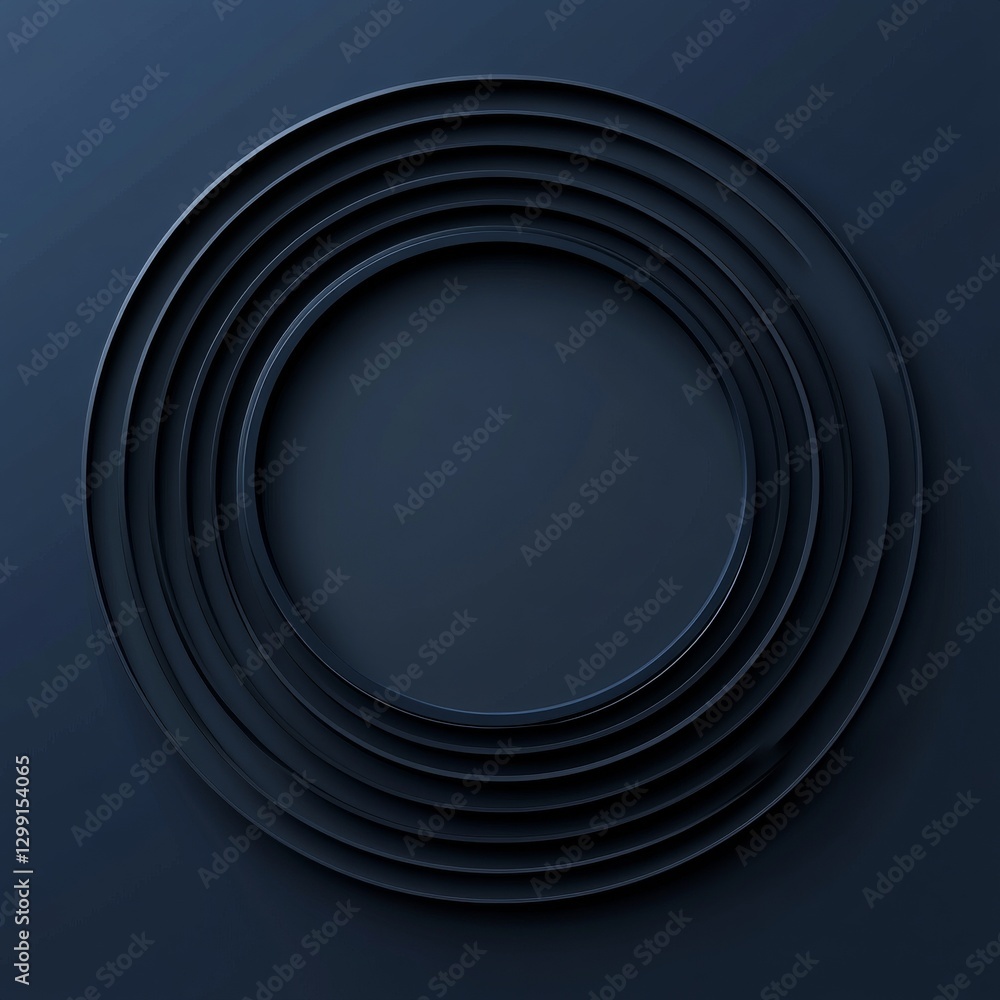 Fototapete minimalist concentric rings: a modern abstract design with dark navy color palette and clean lines, 