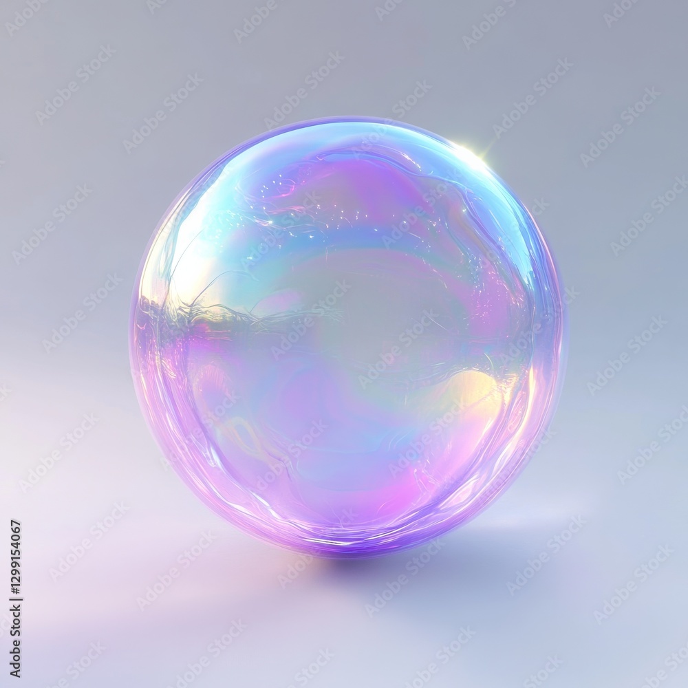Poster Iridescent Orb: A Mesmerizing Sphere of Light and Color, Floating with Subtle Reflections and Translucent Elegance