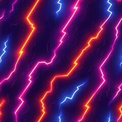 Seamless Pattern - Neon lightning bolts in electric hues against a dark, textured backdrop.