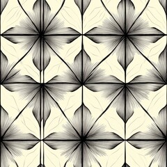 Fototapeta premium Seamless Pattern - Floral Tile Pattern: Seamless monochrome floral tile background texture.