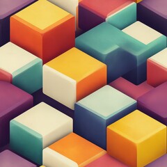 Obraz premium Seamless Pattern - Arrangement of colorful square blocks in a geometric composition.