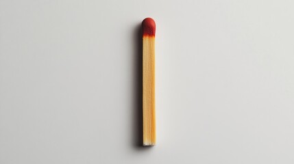 Single matchstick on white background