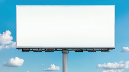 Fototapeta premium Empty Blank Billboard Sign Against Blue Sky and White Clouds