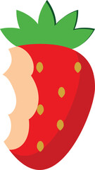 Illustration of a Bite Taken from a Strawberry