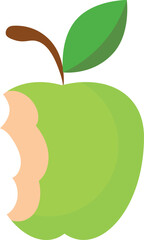 Bitten Green Apple Illustration