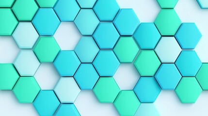 Abstract Pattern of Blue and Teal Hexagonal Shapes on Background
