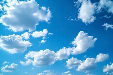Fototapeta premium Beautiful white clouds in the blue sky, high-resolution, high-quality image.
