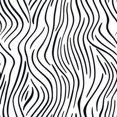Seamless Pattern - Abstract black and white pattern with curving lines resembling animal stripes.