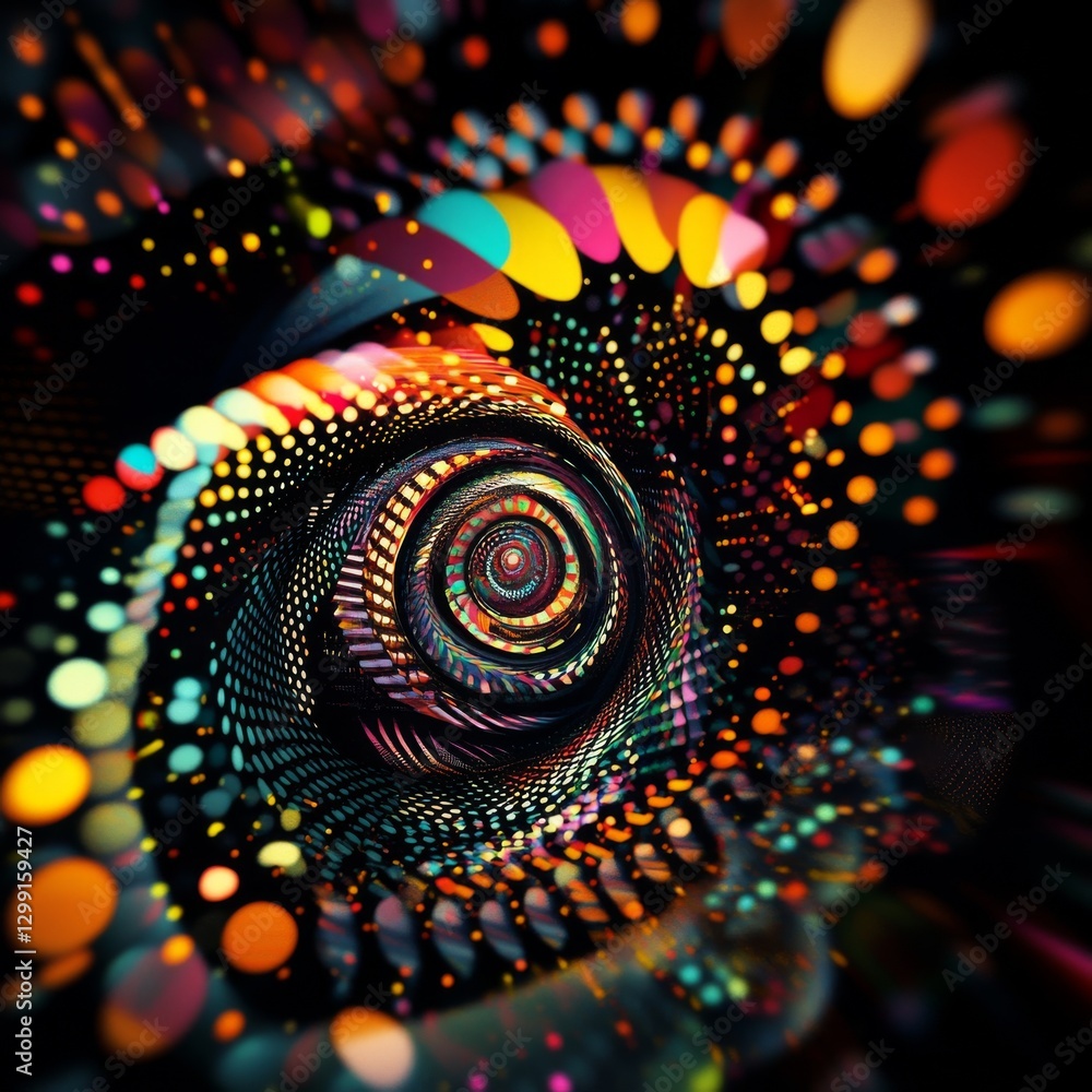 Poster abstract geometric vortex of vibrant colors and light, a mesmerizing colorful portal