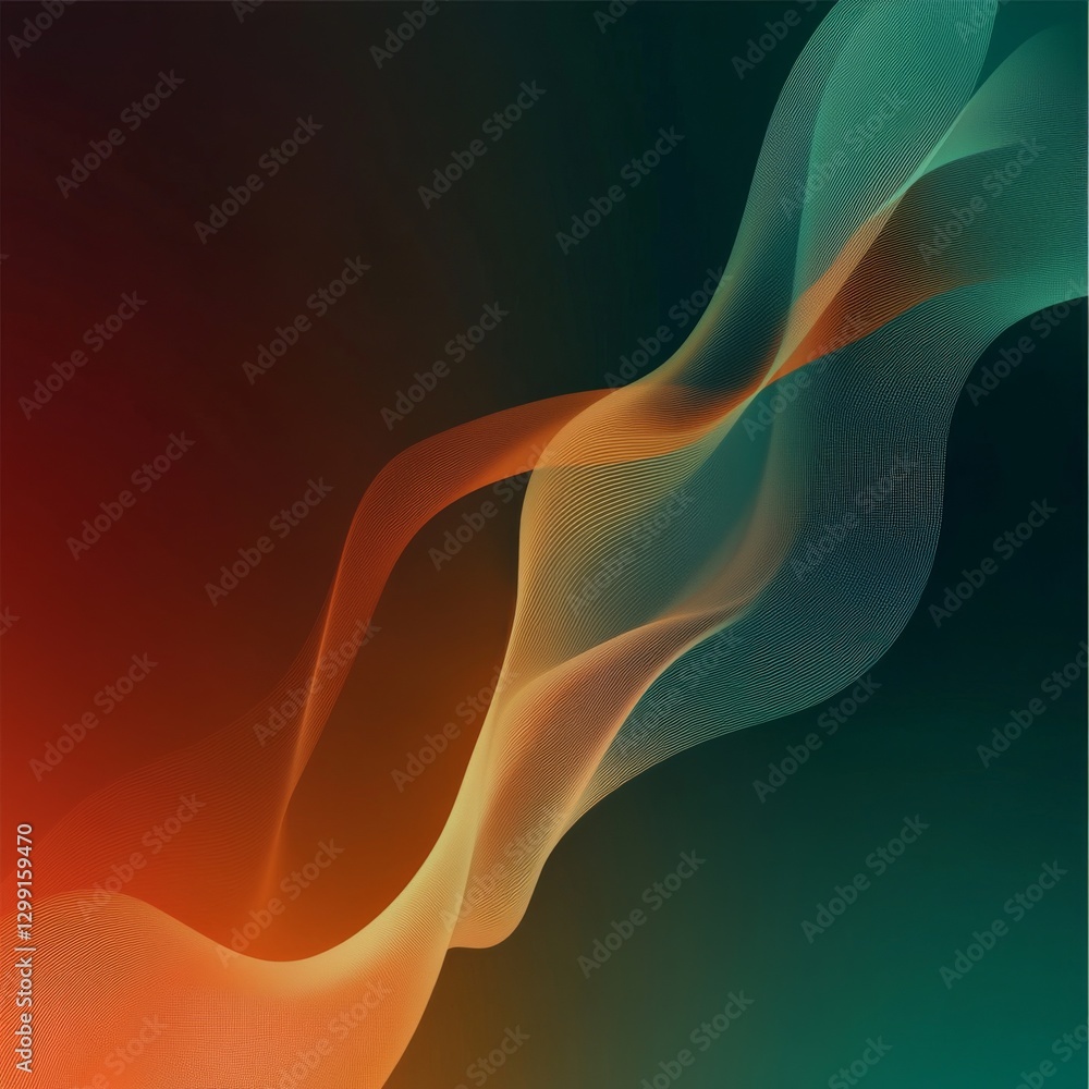Aufkleber abstract flowing lines: dynamic gradient of red and green on dark background, artistic design