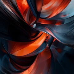 Abstract Swirls of Orange and Dark Blue: A Captivating Dance of Color and Form, Texture and Light