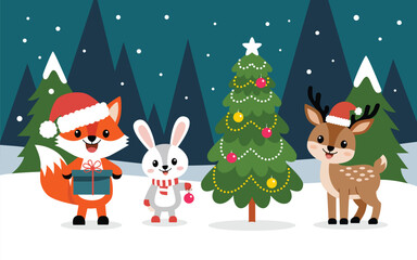 Festive Forest Friends Celebrate Christmas