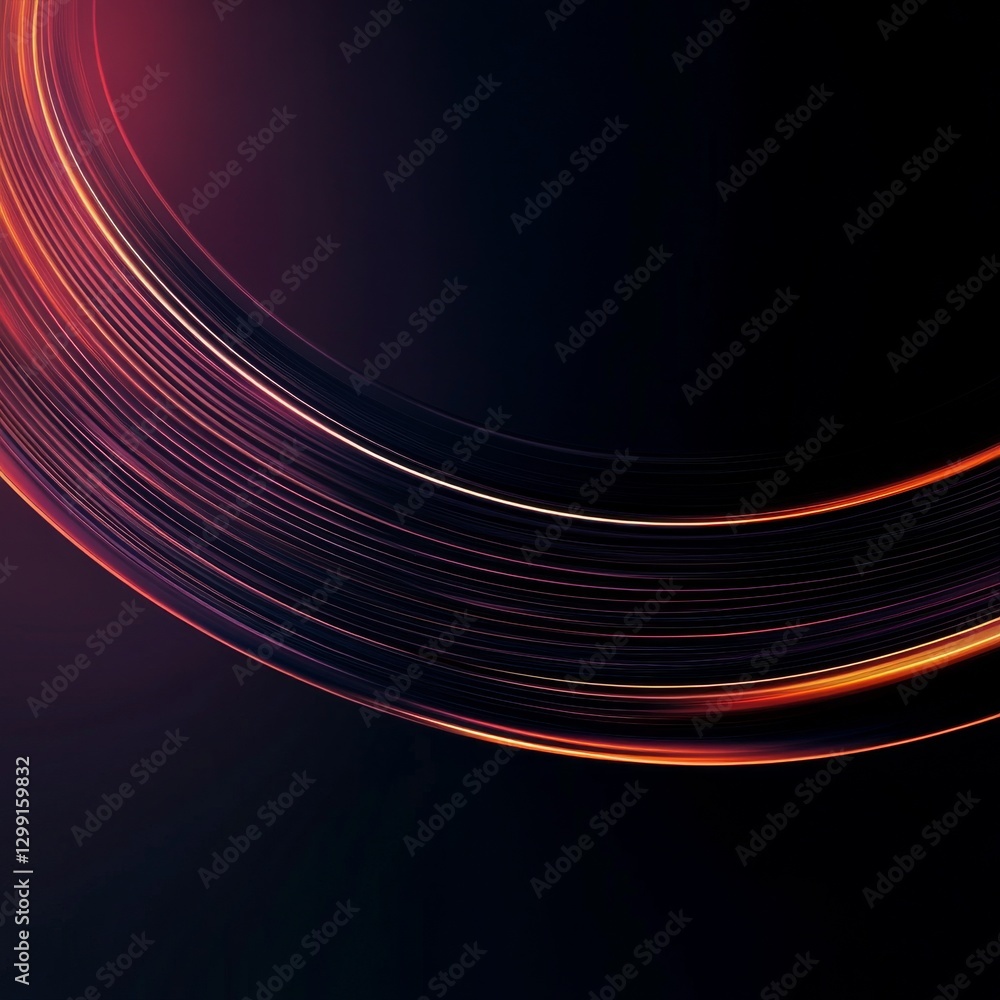 Poster Luminous Arc: Abstract Glowing Lines on Dark Background, a Modern Design Element for Tech and Futuristic Concepts