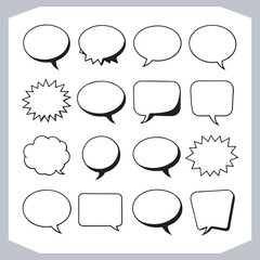 Hand Drawn Speech Bubble Doodle Pack Various Outlined Shapes