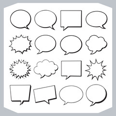 Hand Drawn Speech Bubble Doodle Pack Various Outlined Shapes