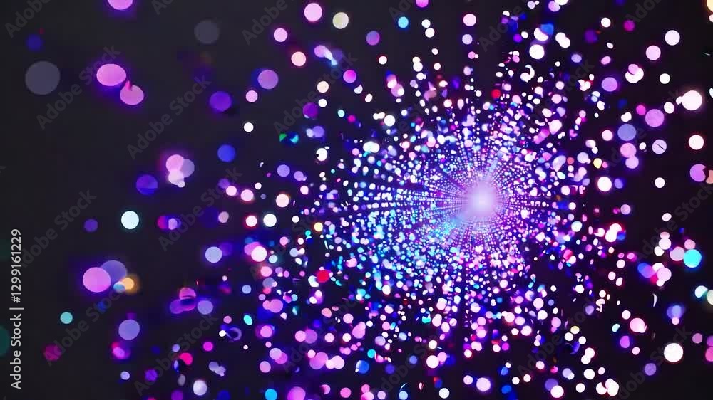 Aufkleber colorful glowing particles converging towards a central point of light create a mesmerizing tunnel e