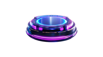 Futuristic glowing platform cyberpunk display technology neon lights