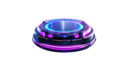 Futuristic glowing platform cyberpunk display technology neon lights