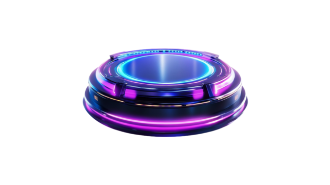 Futuristic glowing platform cyberpunk display technology neon lights