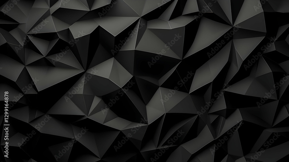 Aufkleber black polygonal abstract surface with geometric low poly background texture design