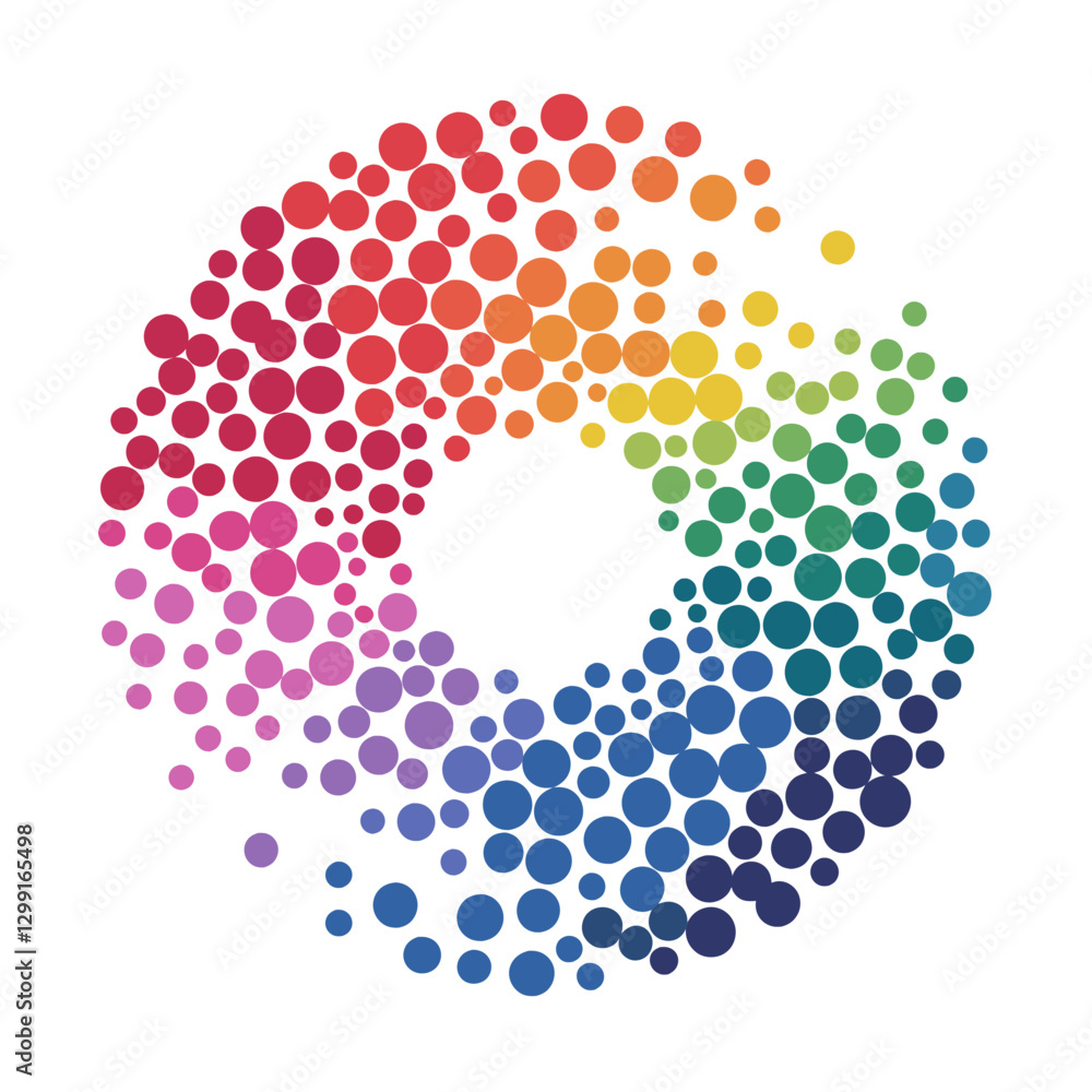 Poster colorful rainbow circular dot pattern vector for design and branding