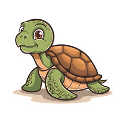 Obraz premium Cute Smiling Cartoon Turtle Illustration for Children's Books and Educational Materials